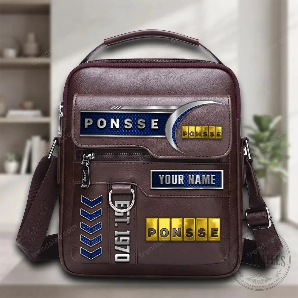 Ponsse Est 1970 Personalized Brown Leather Handbag