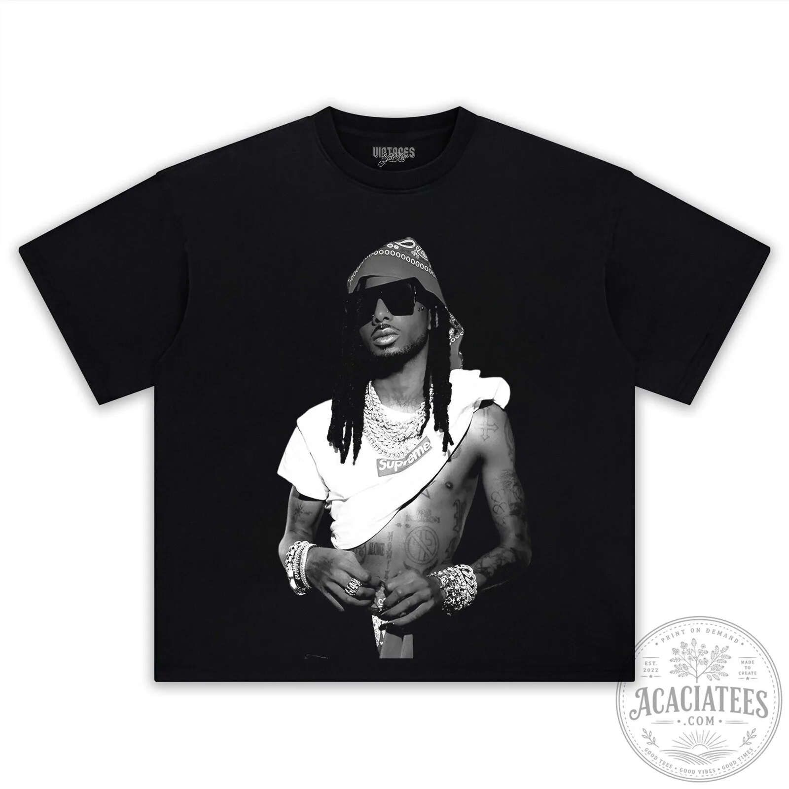 Black and White Graphic Tee featuring Playboi Carti Photo for Rap Fans