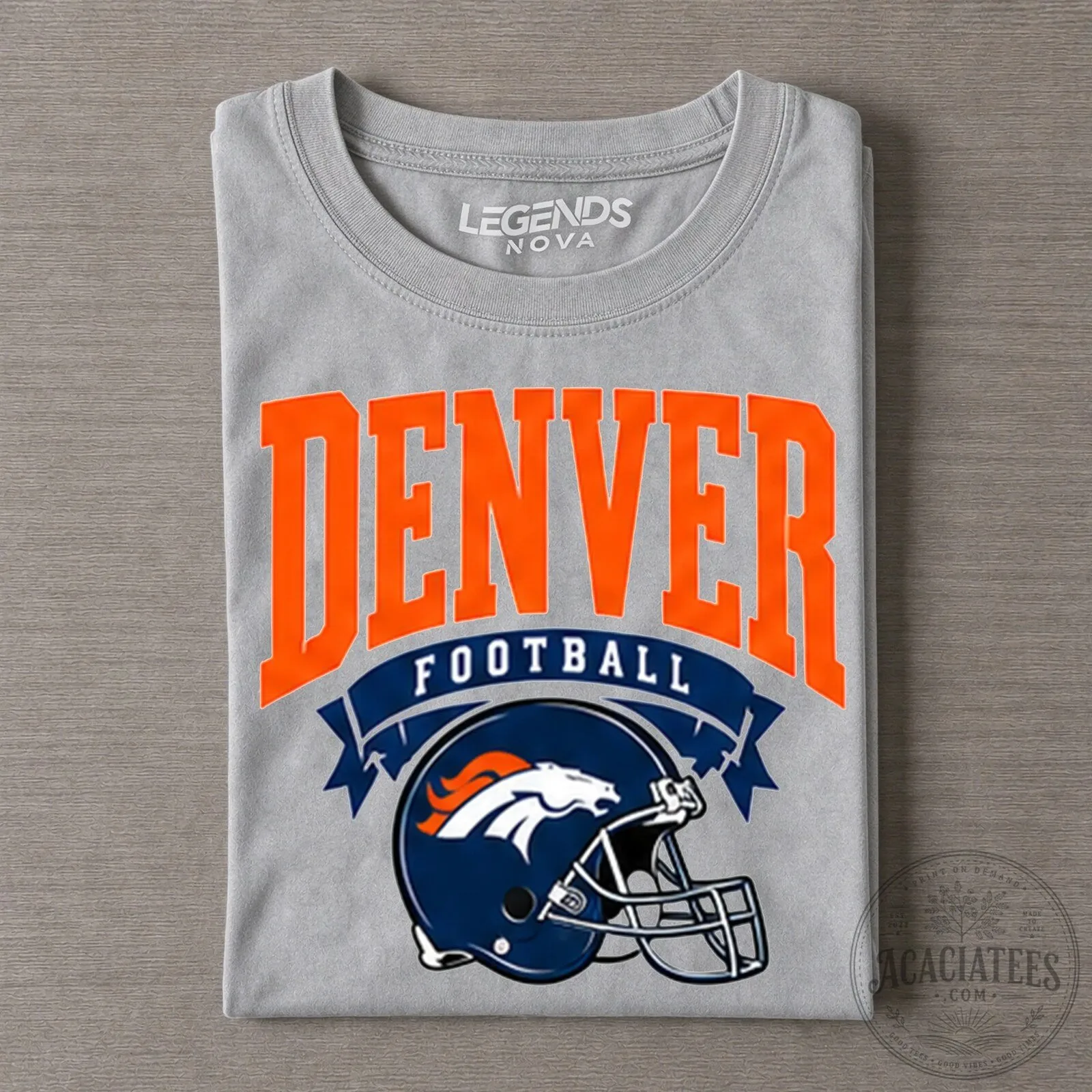 Denver Football Retro Helmet Vintage Style Graphic T-Shirt