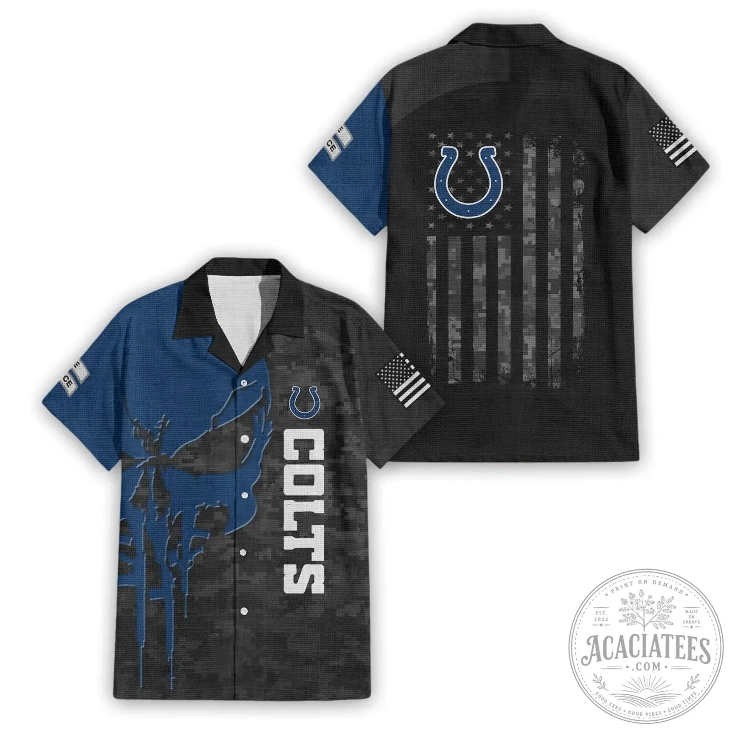 Indianapolis Colts Salute To Service Skull Pattern Hawaiian Shirt