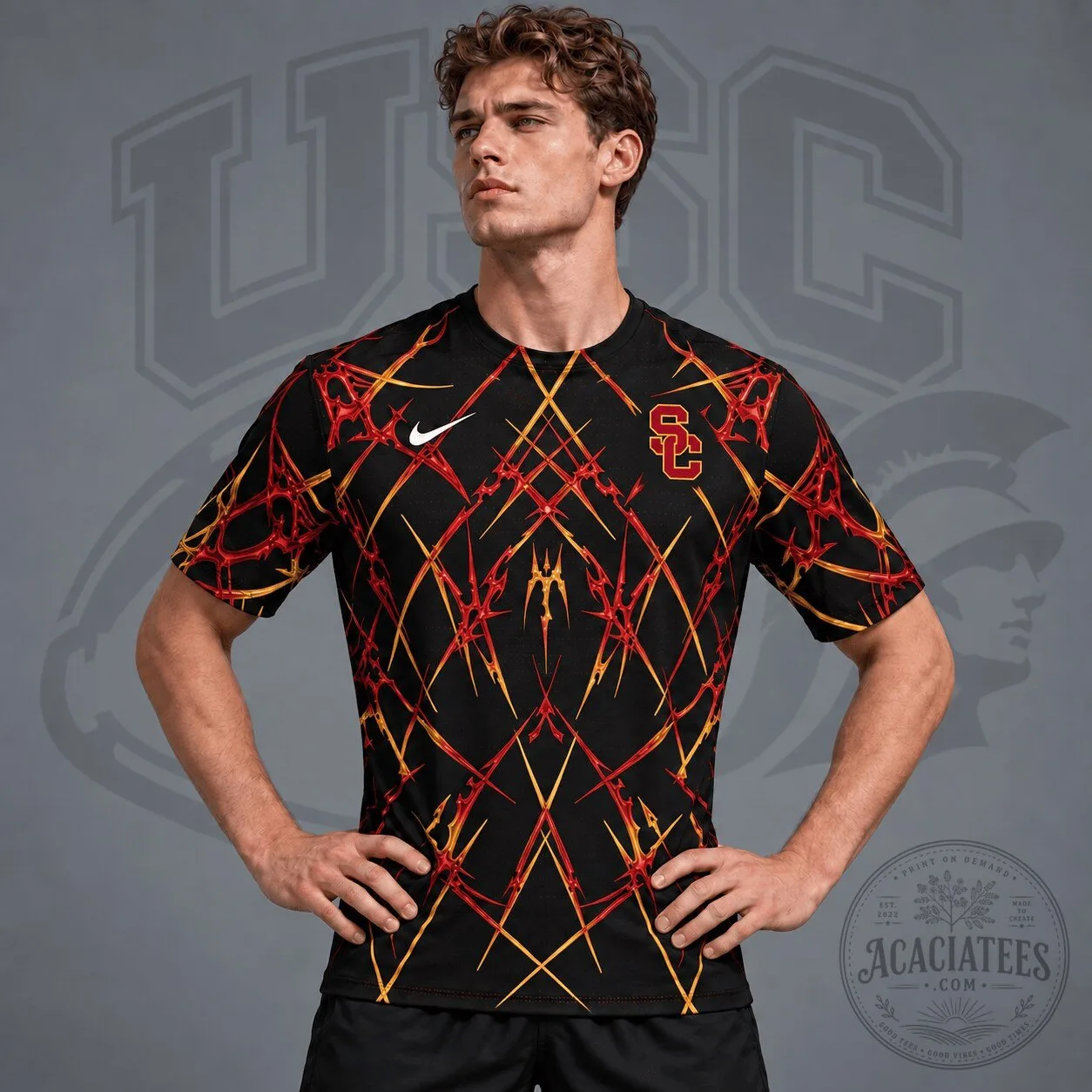 University of Southern California Trojans Razor Web Performance Crewneck T-Shirt