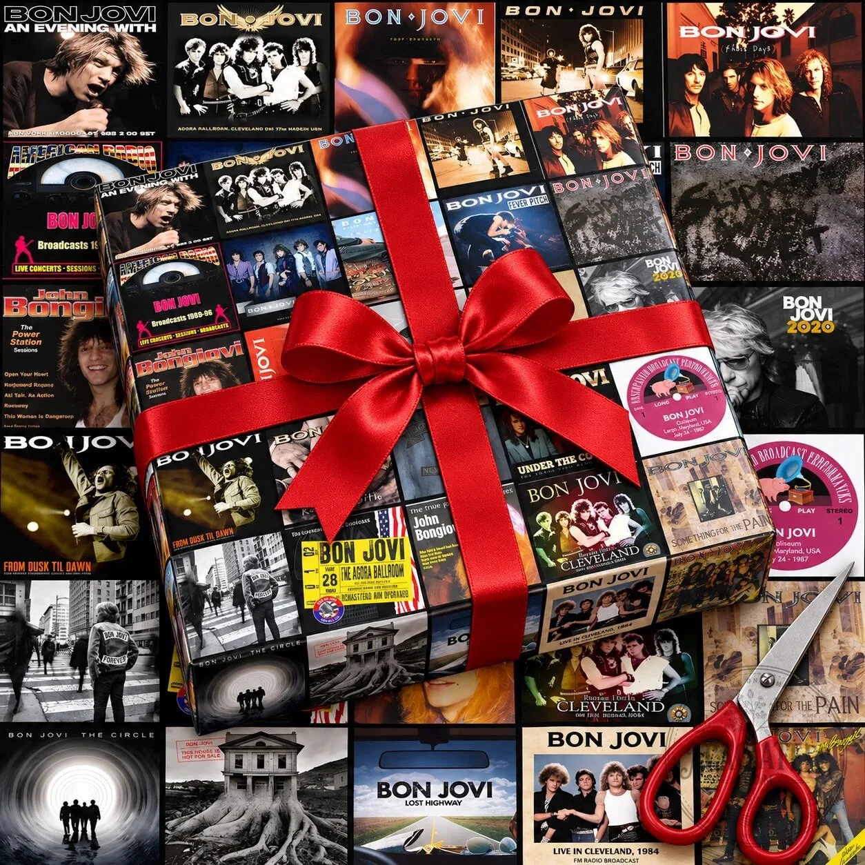 Bon Jovi Album Covers Music Collage Wrapping Paper Roll