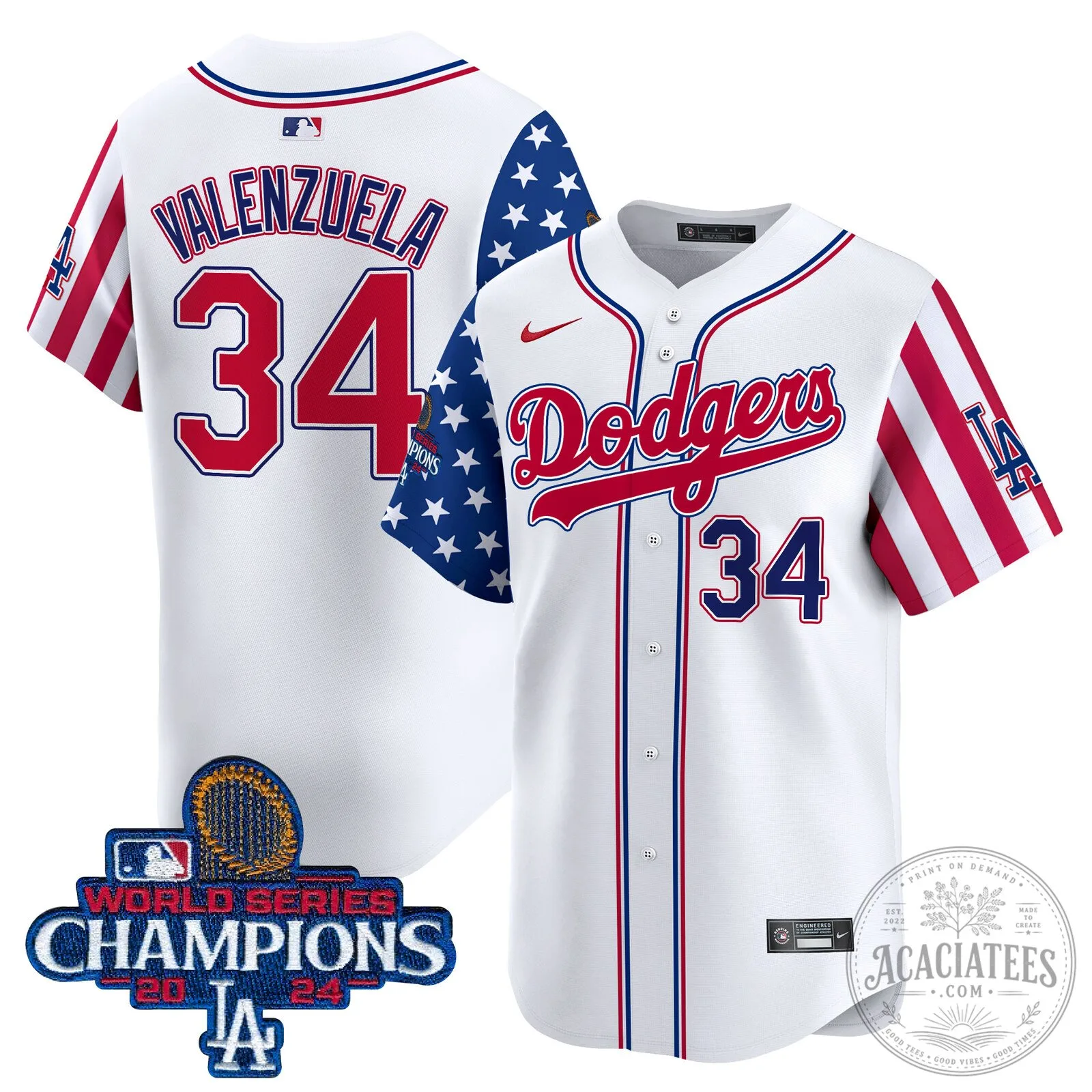 Fernando Valenzuela Los Angeles Dodgers World Series Champions Baseball Jersey