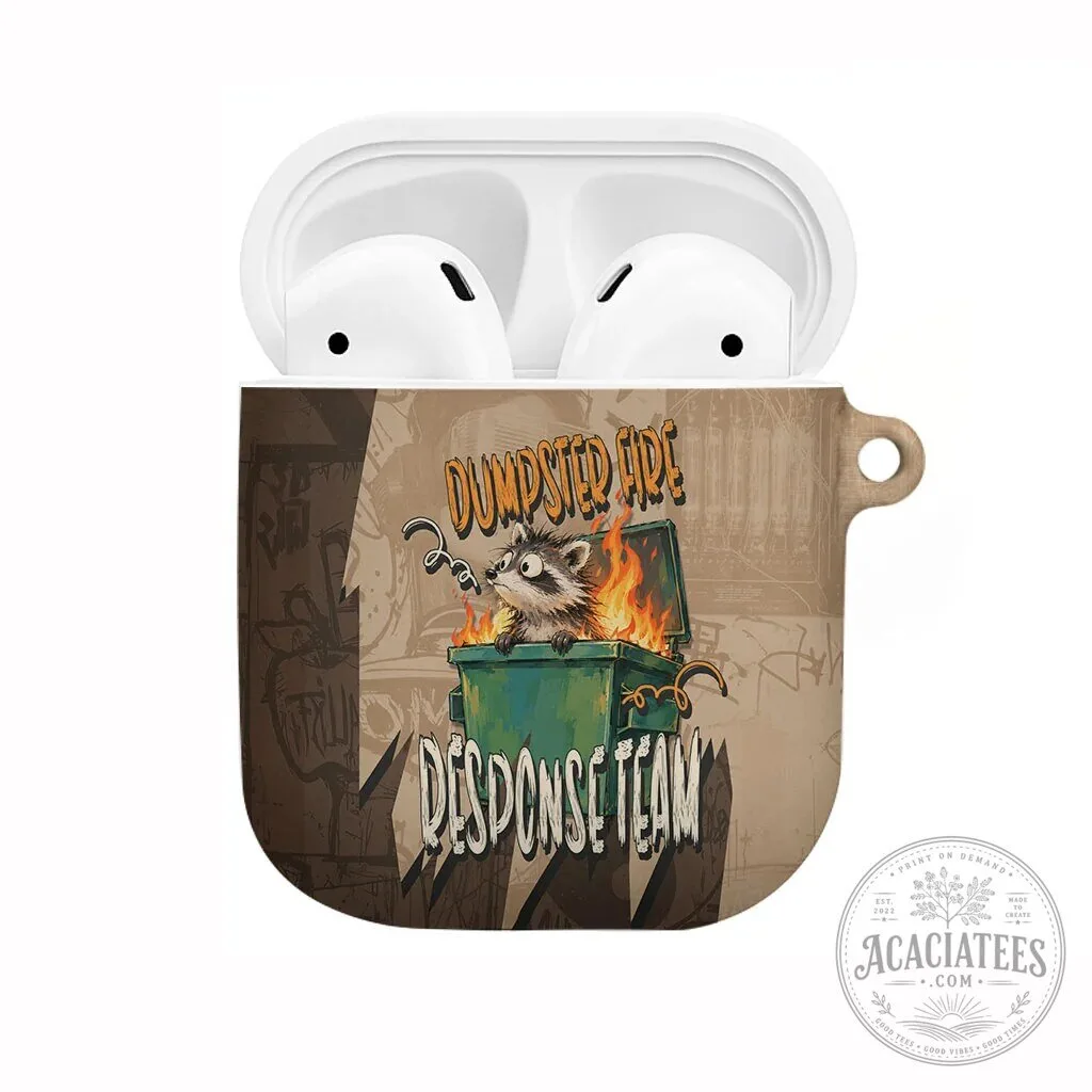 Dumpster Fire Response Team Funny Raccoon Cartoon AirPods Case