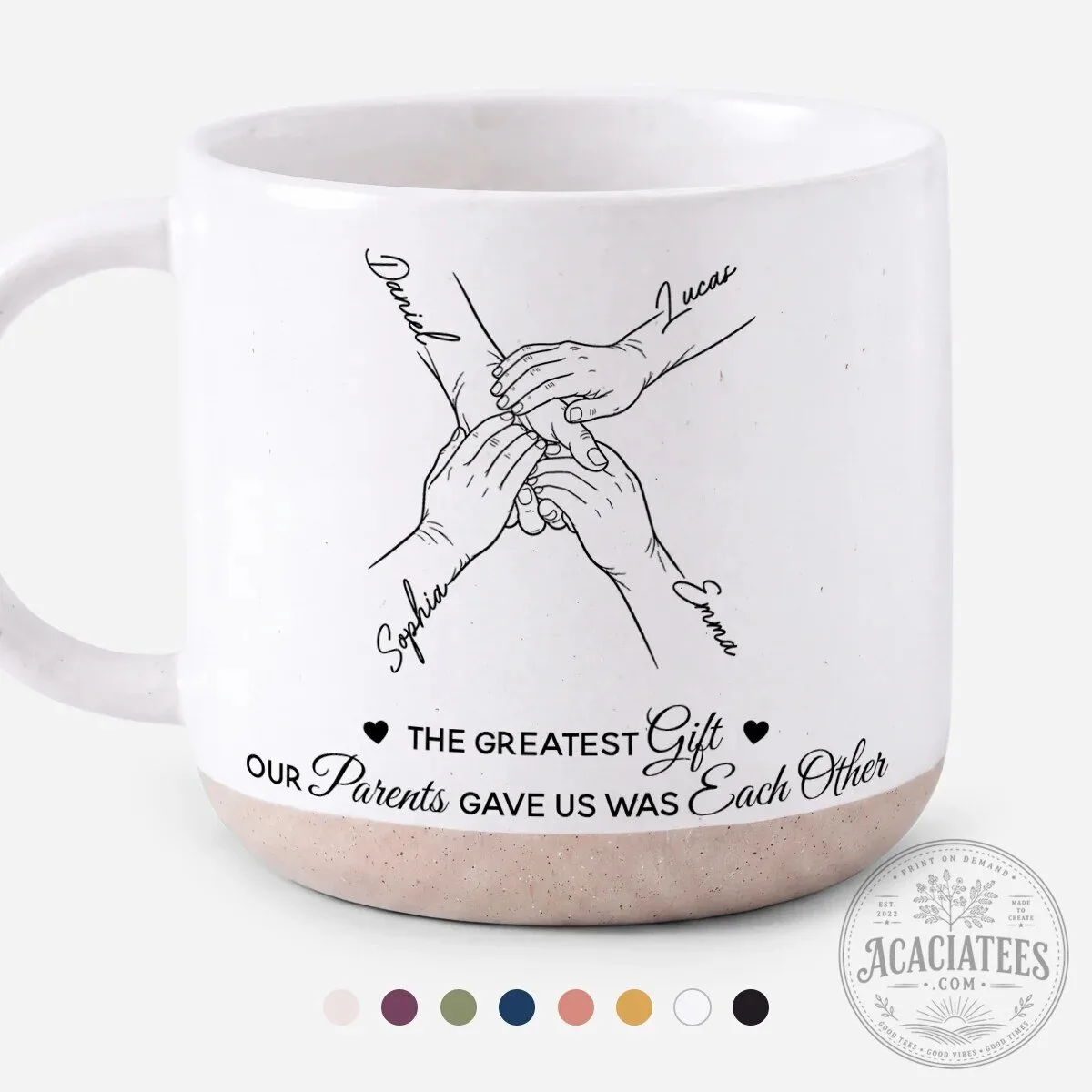 Personalized Sibling Hands Holding Together Mug for Brothers and Sisters