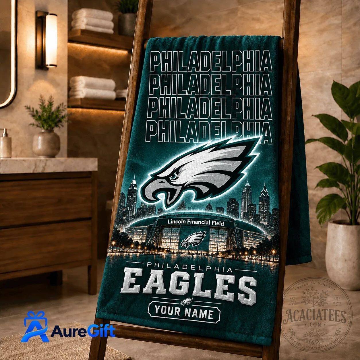 Philadelphia Eagles NFL Personalized Lincoln Financial Field Bath Towel