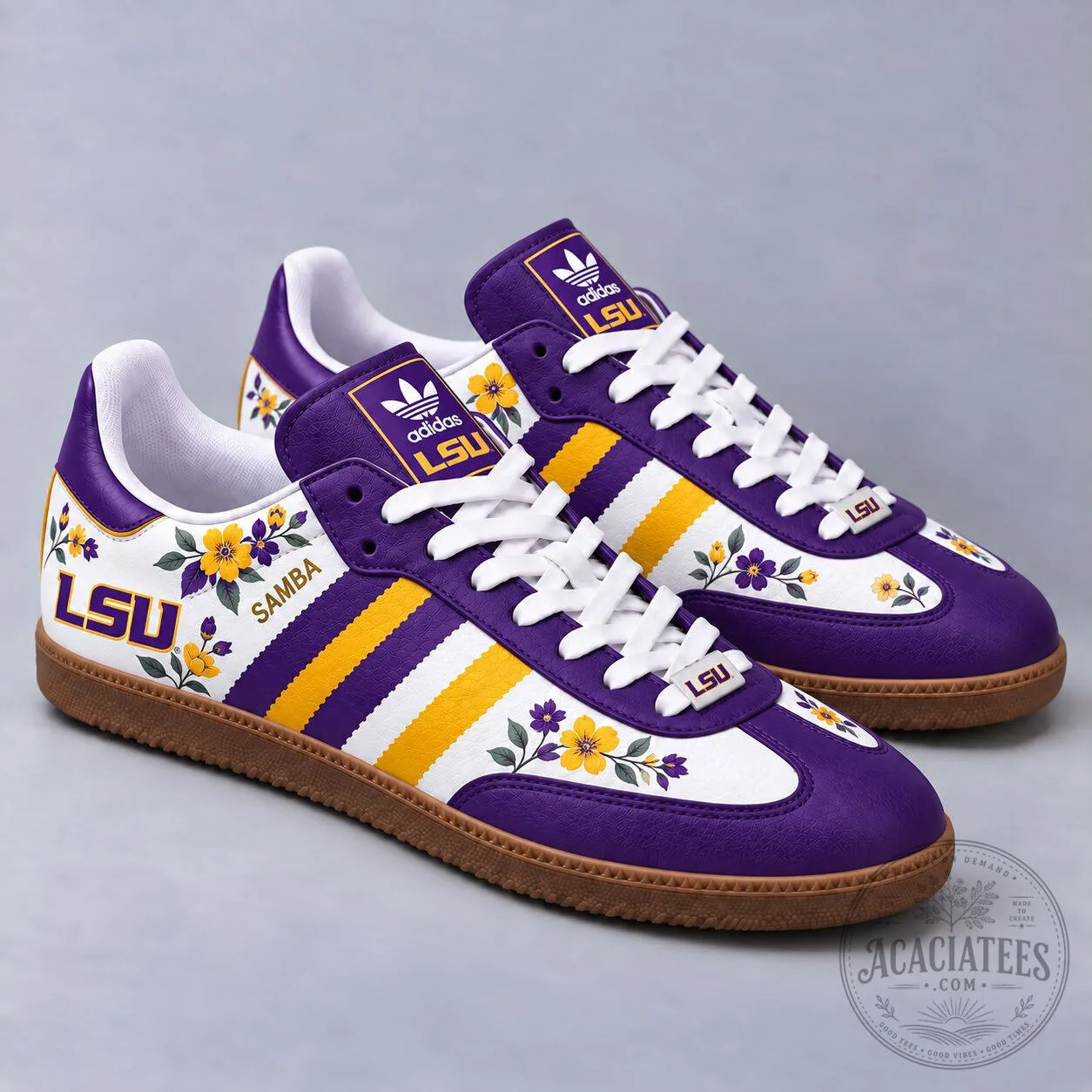 LSU Tigers NCAA Floral Game Day Samba Shoes