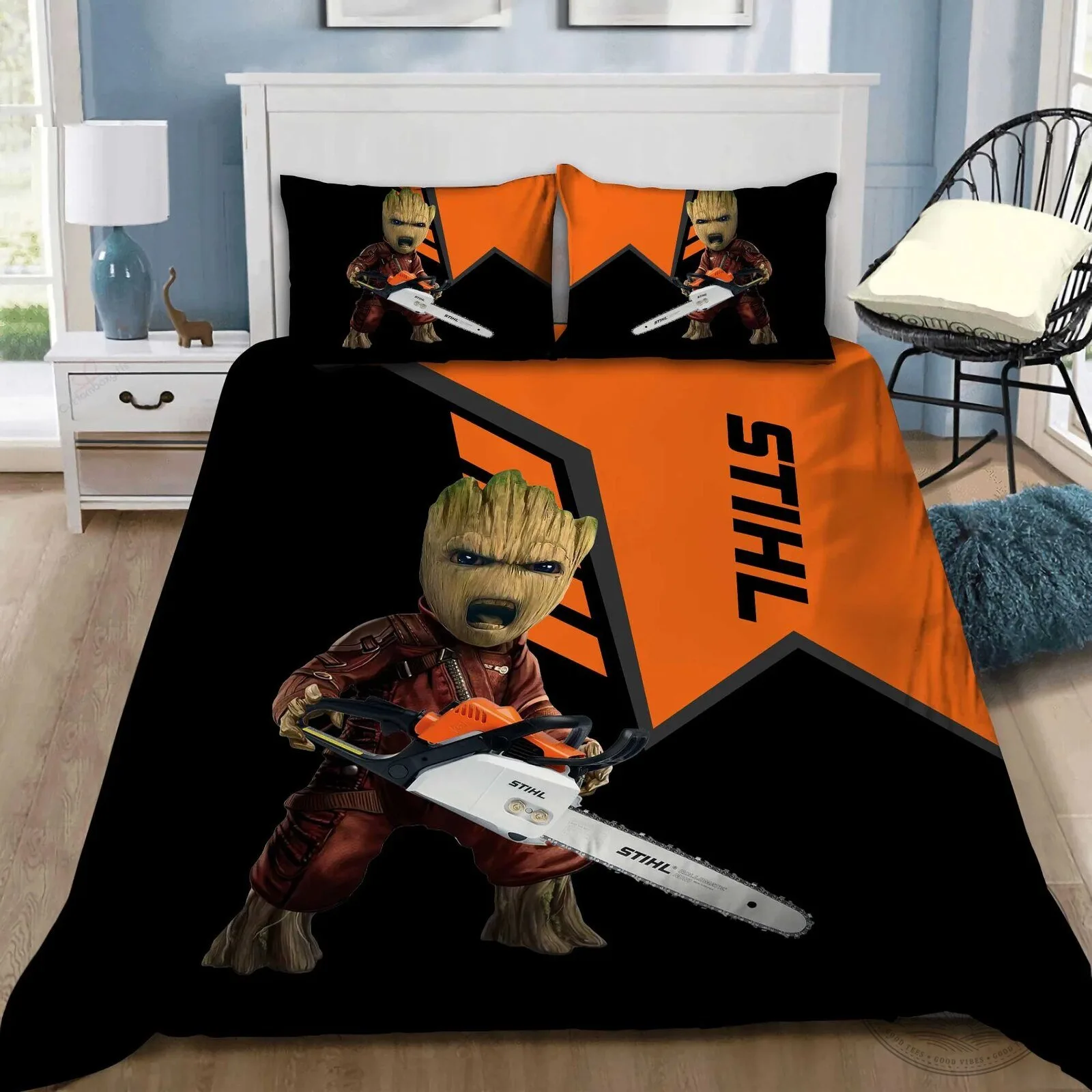 Baby Groot Stihl Chainsaw Guardians of the Galaxy Bedding Set