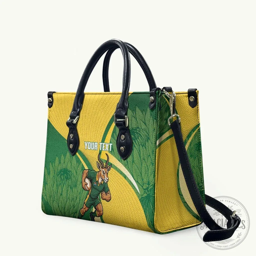 South Africa Springboks Rugby Mascot Custom Leather Handbag