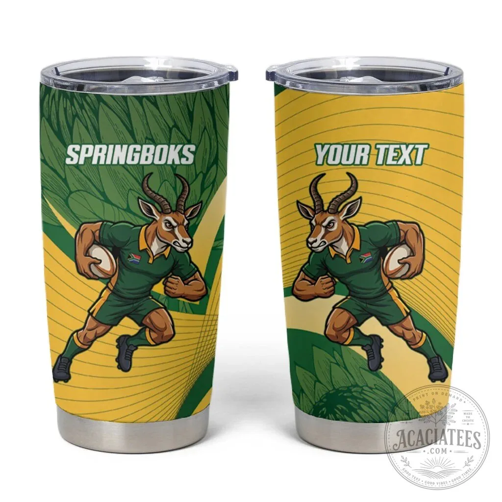 South Africa Rugby Springboks Mascot Custom Name Stainless Steel Tumbler
