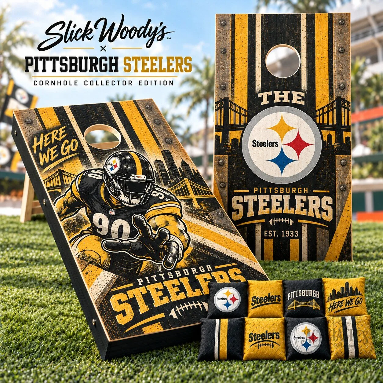 Pittsburgh Steelers Cornhole Game Set with Bean Bags