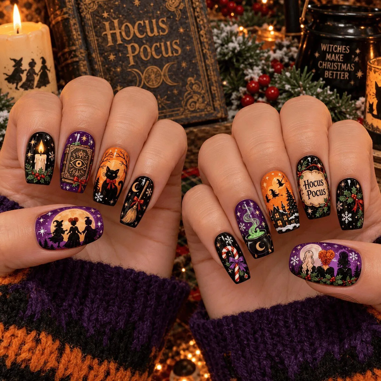Hocus Pocus Christmas Sanderson Sisters Press On Nails Set