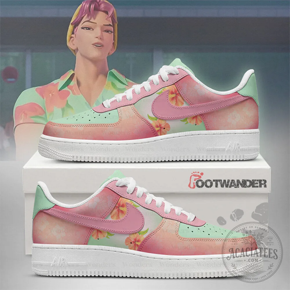 KPop Demon Hunter Abby Floral Pastel Pink and Green Custom Shoes