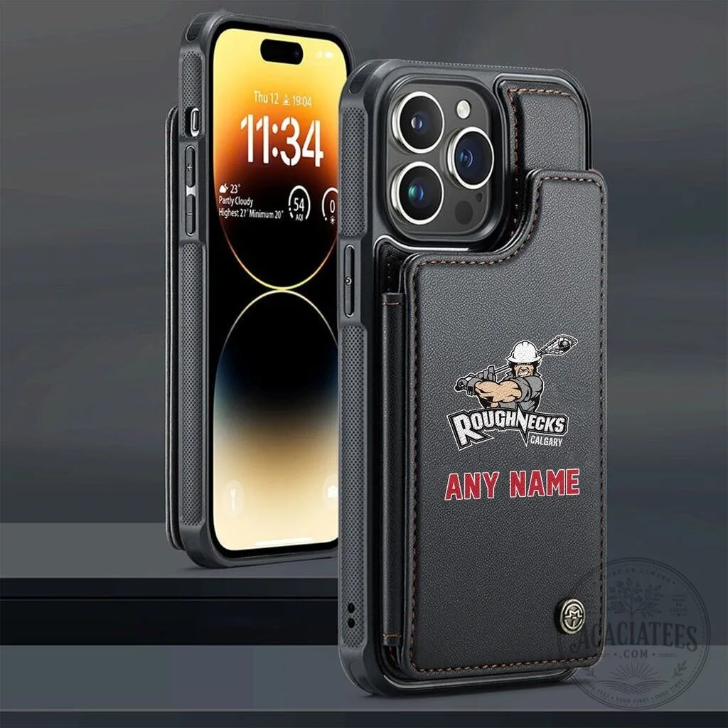 Calgary Roughnecks Personalized Name National Lacrosse League Leather Phone Case