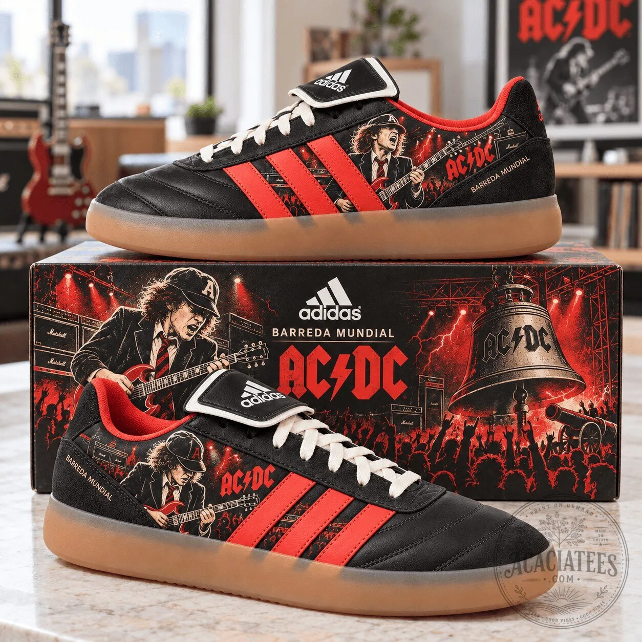 AC/DC Band Angus Young Barreda Mundial Black Sneakers