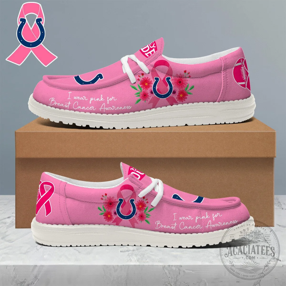 Indianapolis Colts Breast Cancer Awareness Pink Loafer Shoes