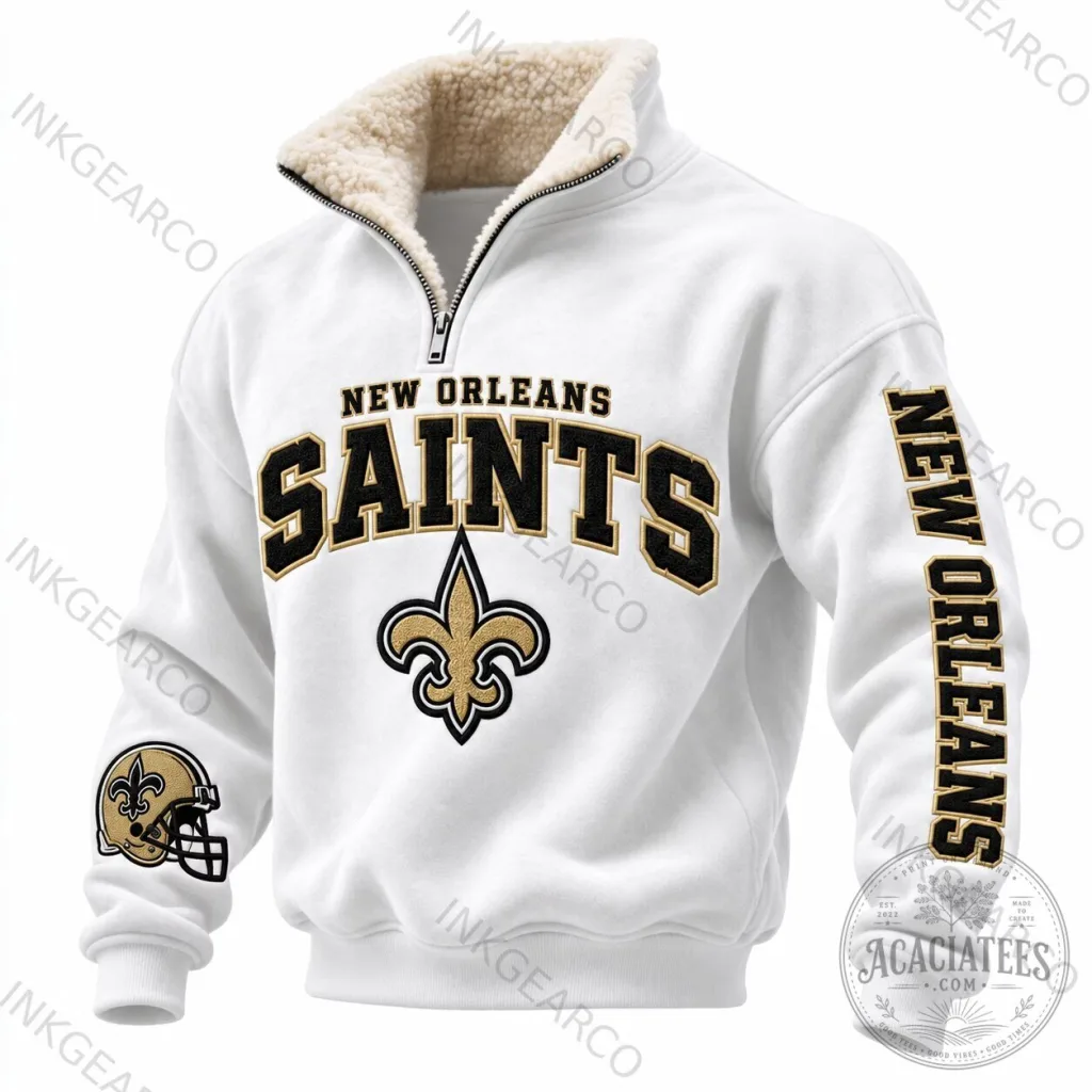 New Orleans Saints Quarter-Zip Fleece Sweatshirt with Embroidered Logo