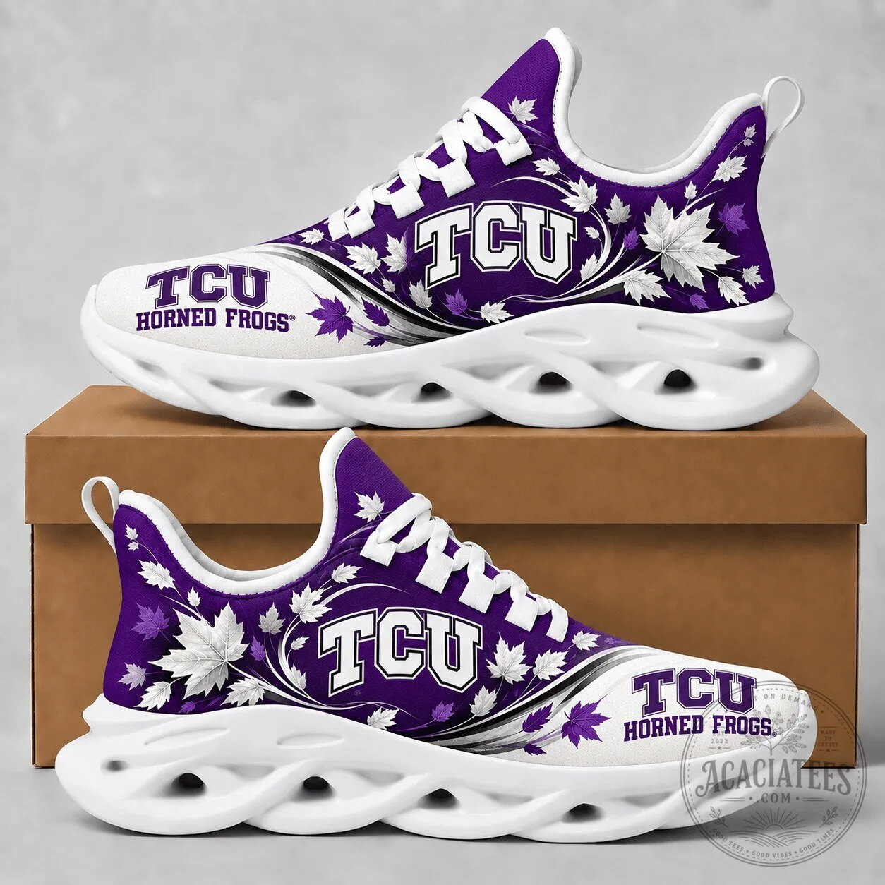 Texas Christian University Horned Frogs Autumn Maple Leaves Chunky Sneakers