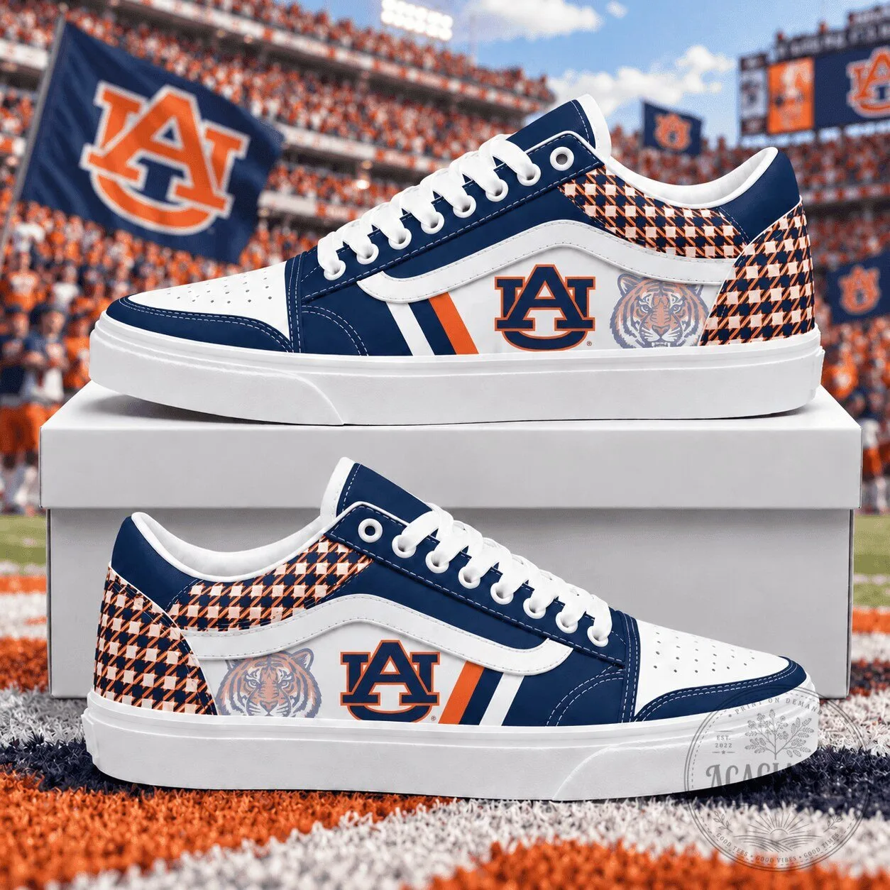 Auburn Tigers NCAA Classic Houndstooth Sideline Custom Shoes