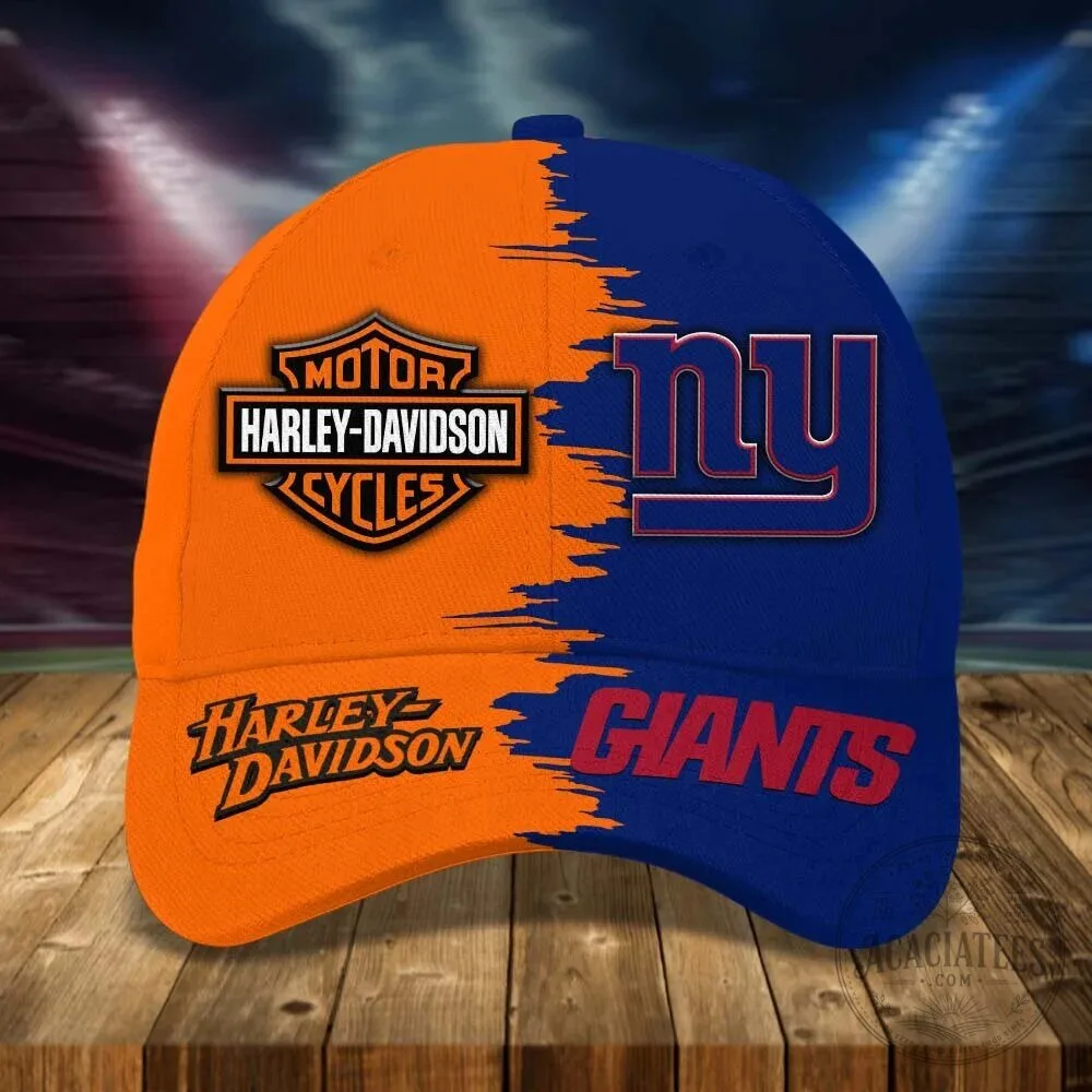 New York Giants and Harley-Davidson Split Design Adjustable Cap Hat