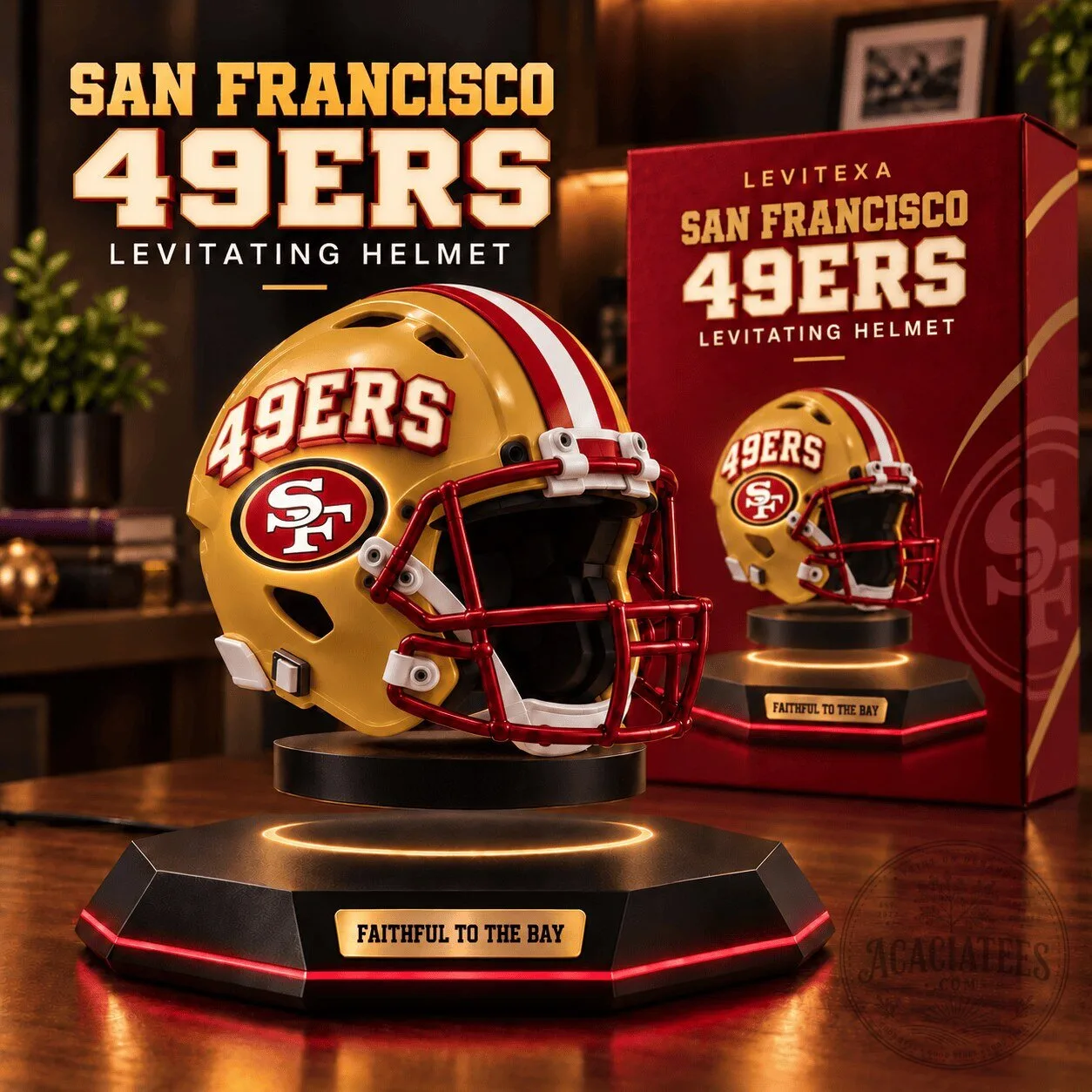 San Francisco 49ers NFL Football Team Levitating Replica Helmet Display