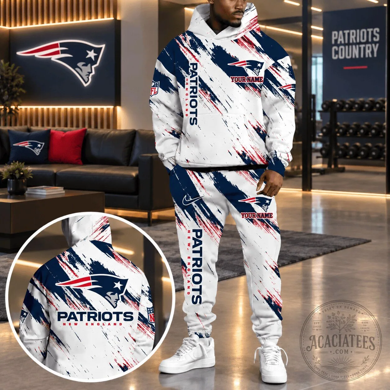 New England Patriots Personalized NFL Team Hoodie and Sweatpants Set