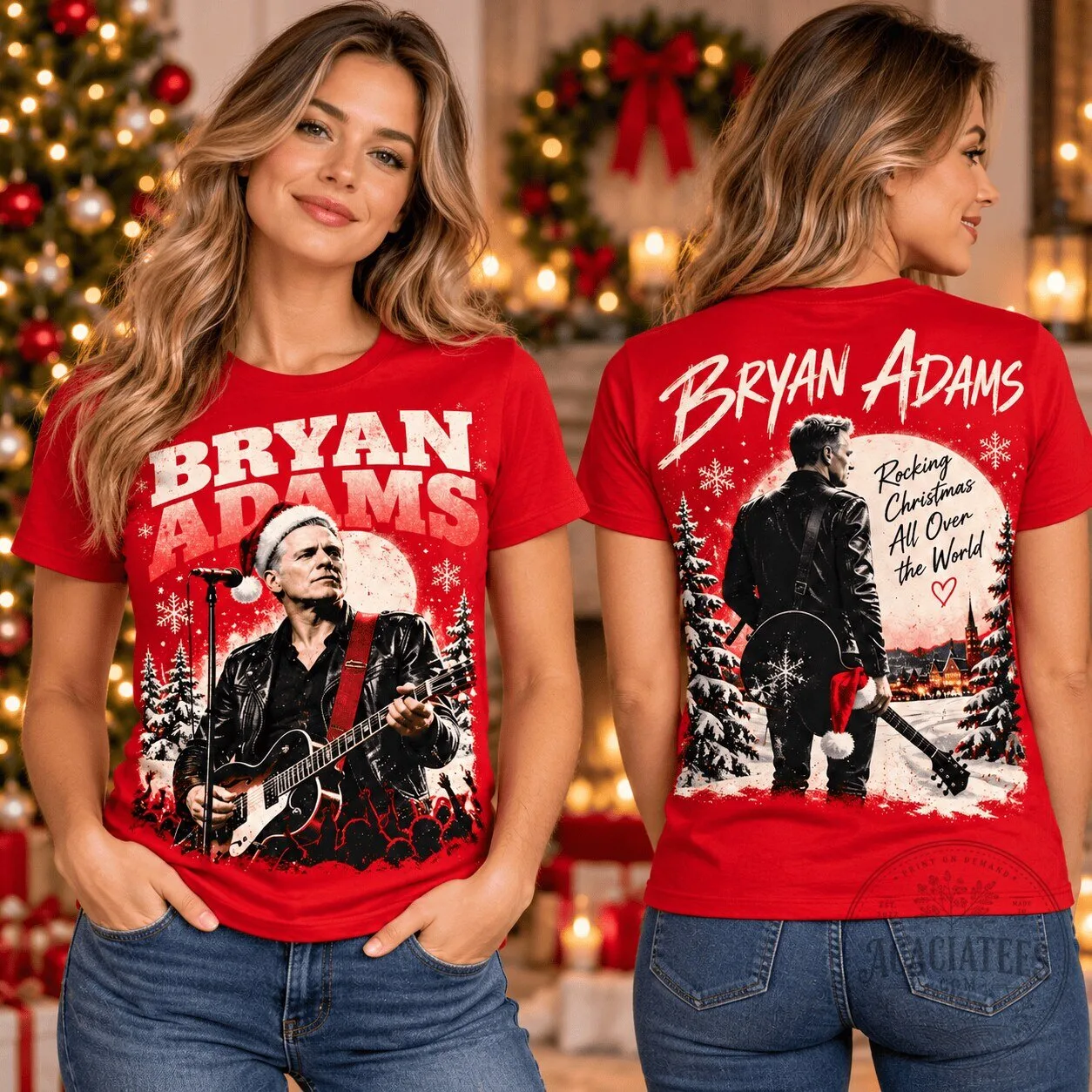 Bryan Adams Rocking Christmas All Over The World Holiday T-Shirt