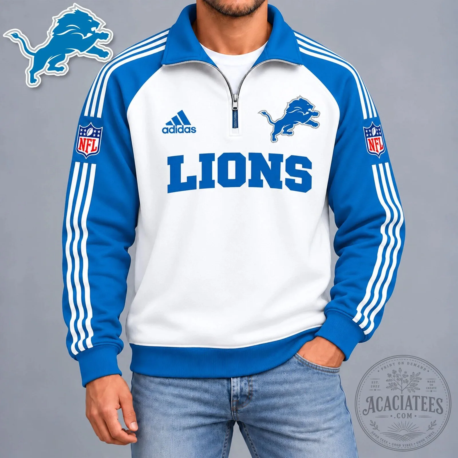 Detroit Lions National Football League Quarter Zip Pullover Sweatshirt
