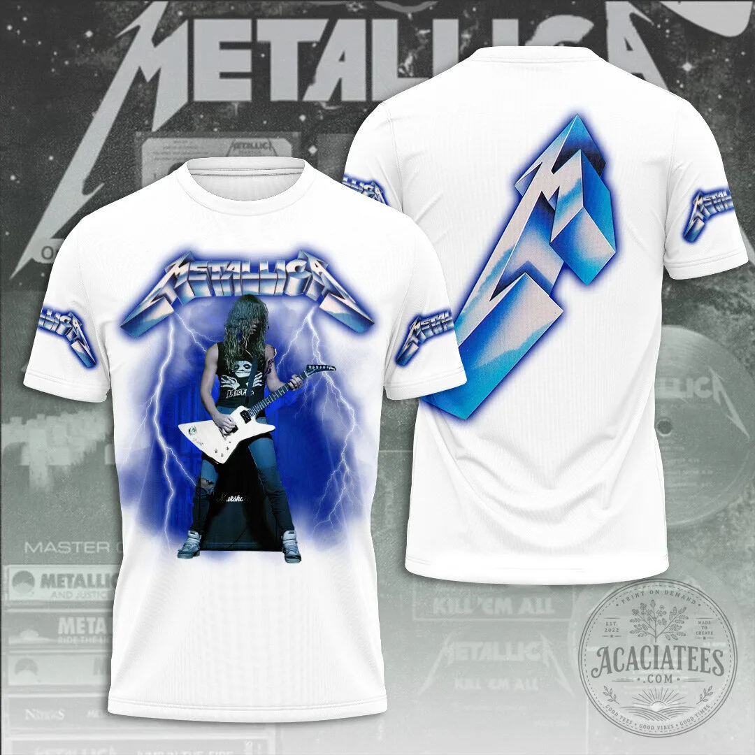 Metallica Band Lightning Guitarist Graphic Print T-Shirt