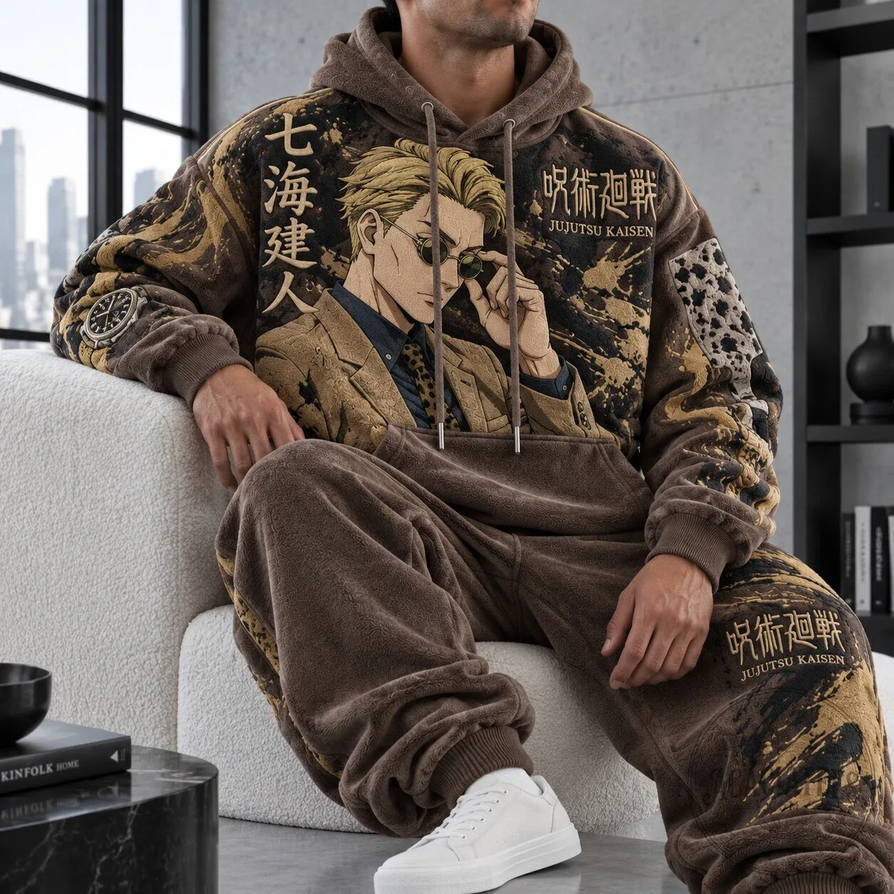 Jujutsu Kaisen Kento Nanami Japanese Anime Brown Hoodie