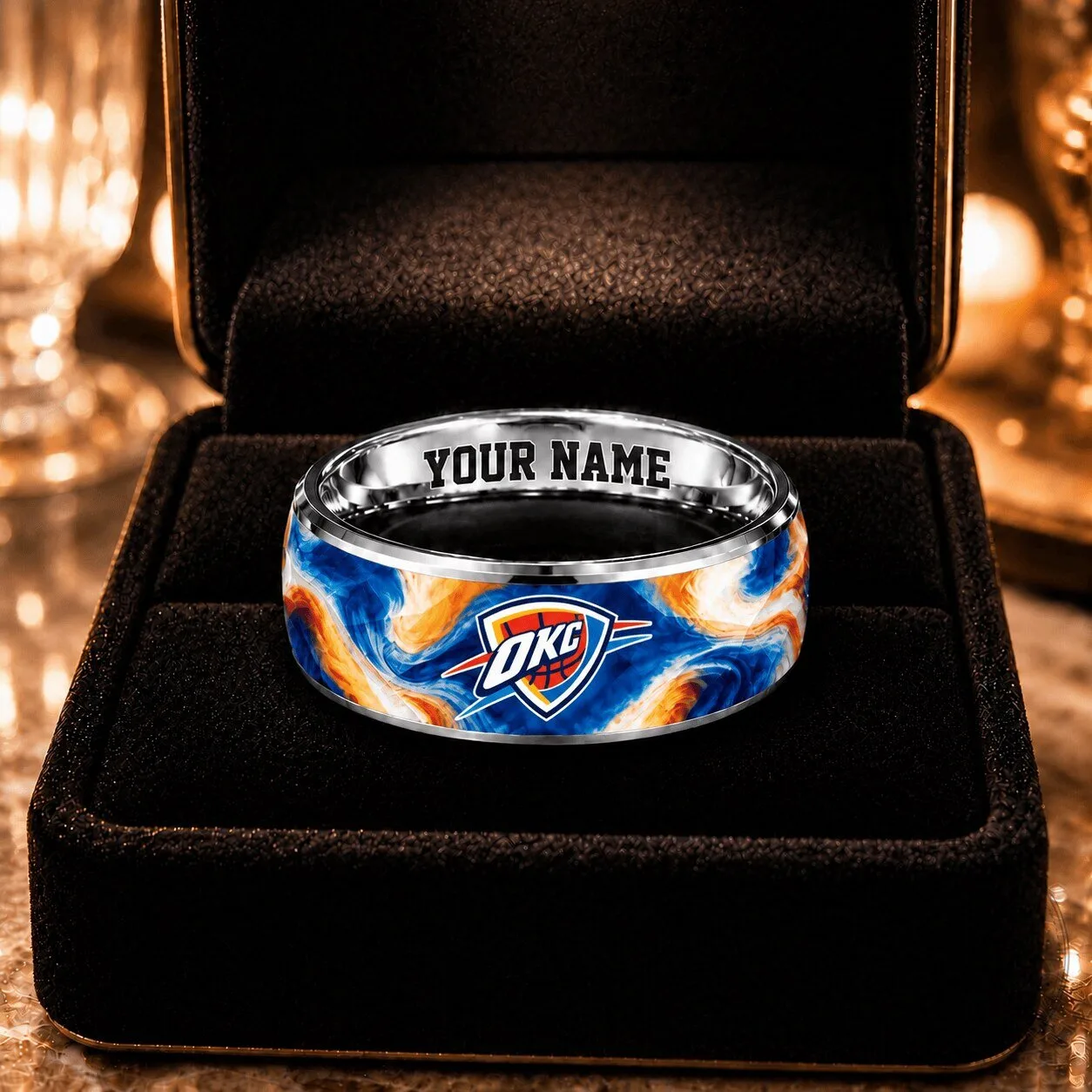 Oklahoma City Thunder NBA Personalized Custom Name Ring