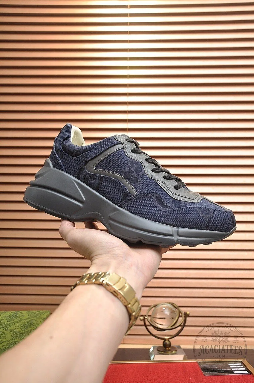 Gucci Rhyton Blue Monogram Canvas Sneakers