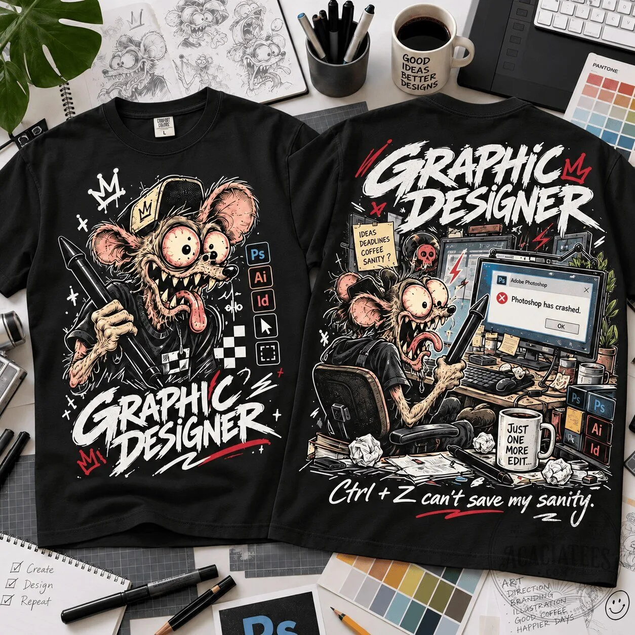 Graphic Designer Creative Meltdown Rat Fink Style Cartoon T-Shirt for Design Lovers 16 Graphic Designer Creative Meltdown Rat Fink Style Cartoon T-Shirt for Design Lovers