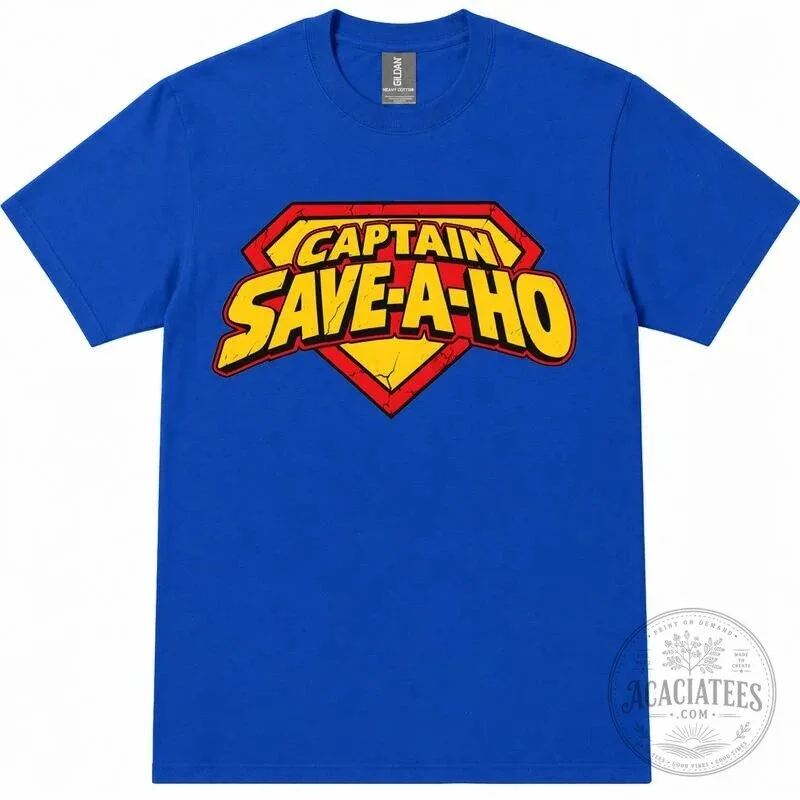 Funny Captain Save-A-Ho Parody Superhero Logo Graphic Novelty T-Shirt