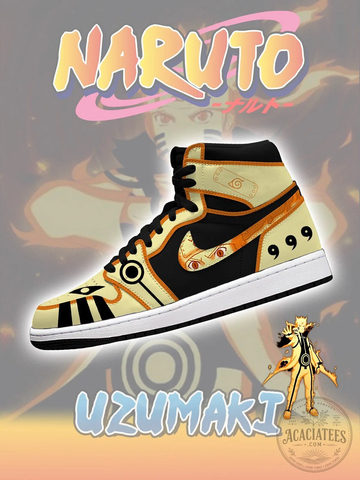 Naruto Uzumaki Sage Mode High-Top Custom Anime Sneakers
