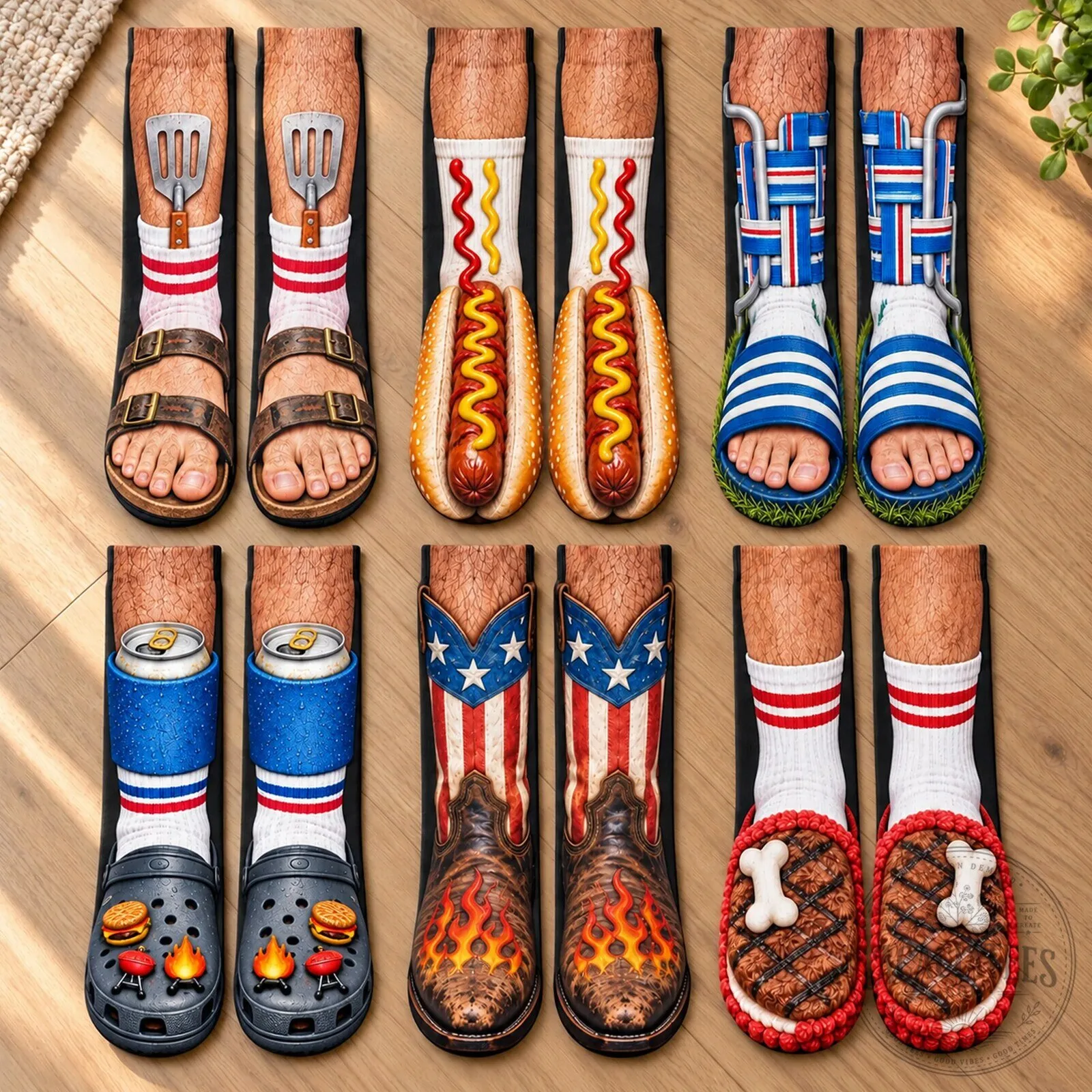 Funny American Vibe Style BBQ Party Personalized Novelty Crew Socks