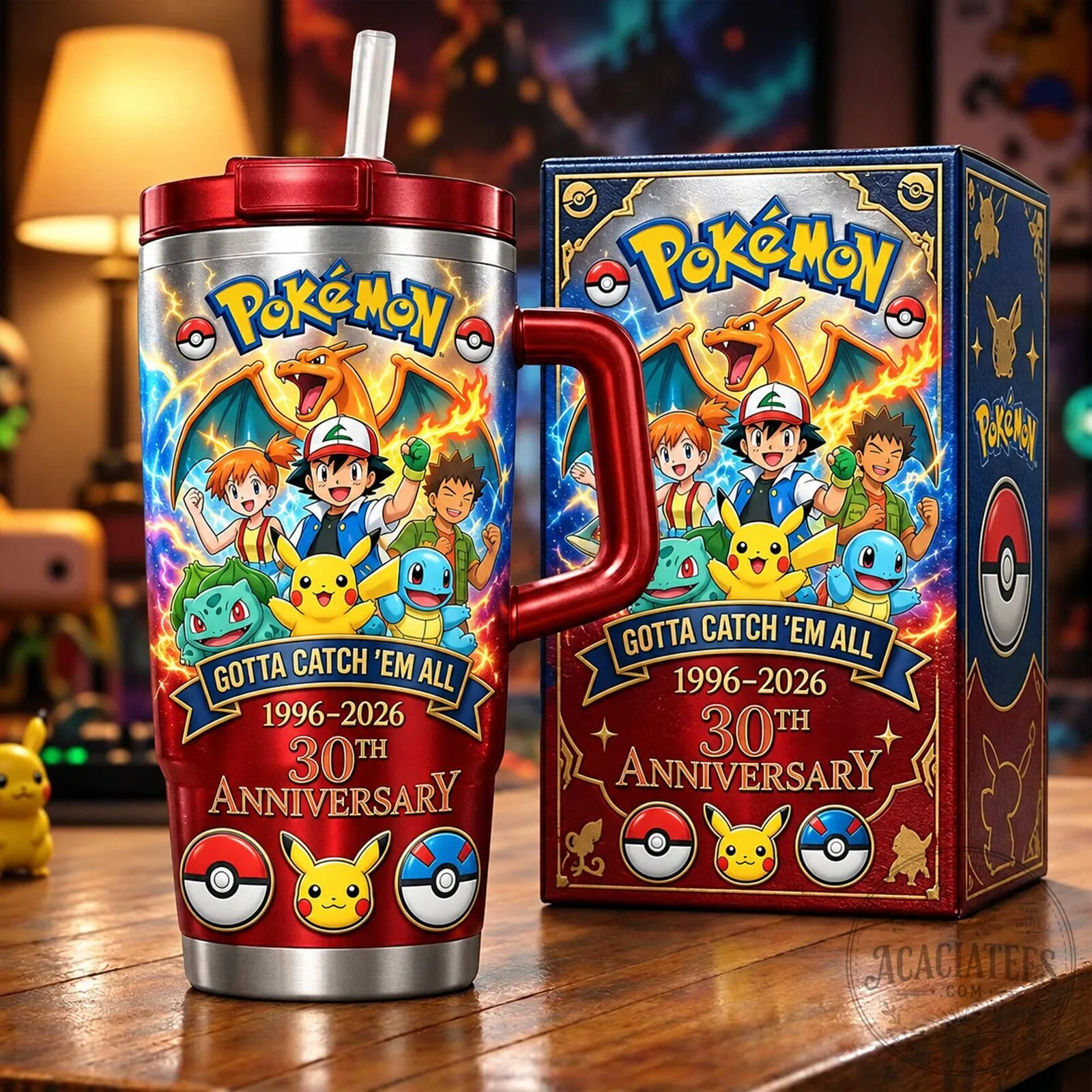 30th Anniversary Insulated Stainless Steel Tumbler - Pokemon Gotta Catch Em All