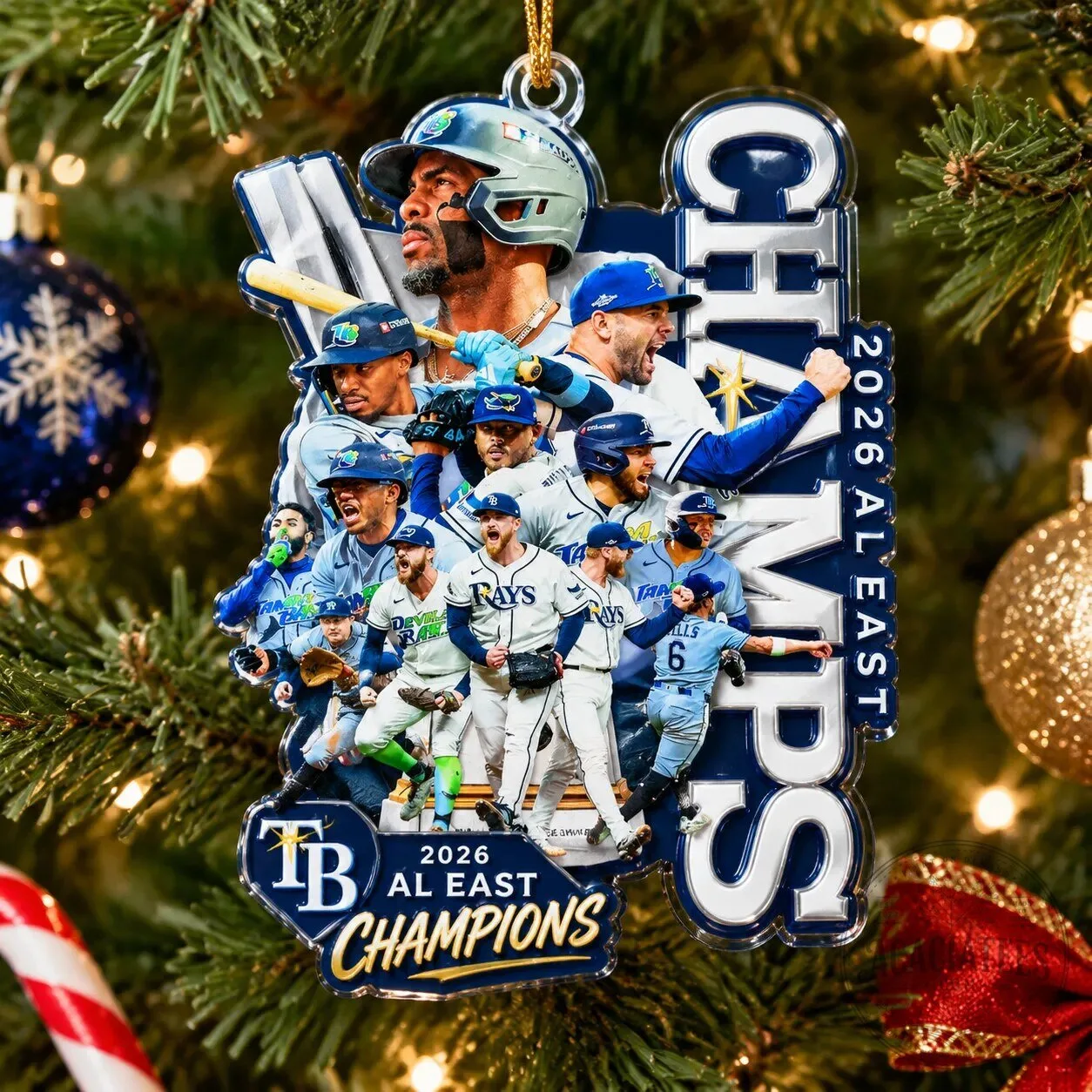Tampa Bay Rays 2026 AL East Champions Baseball Christmas Ornament
