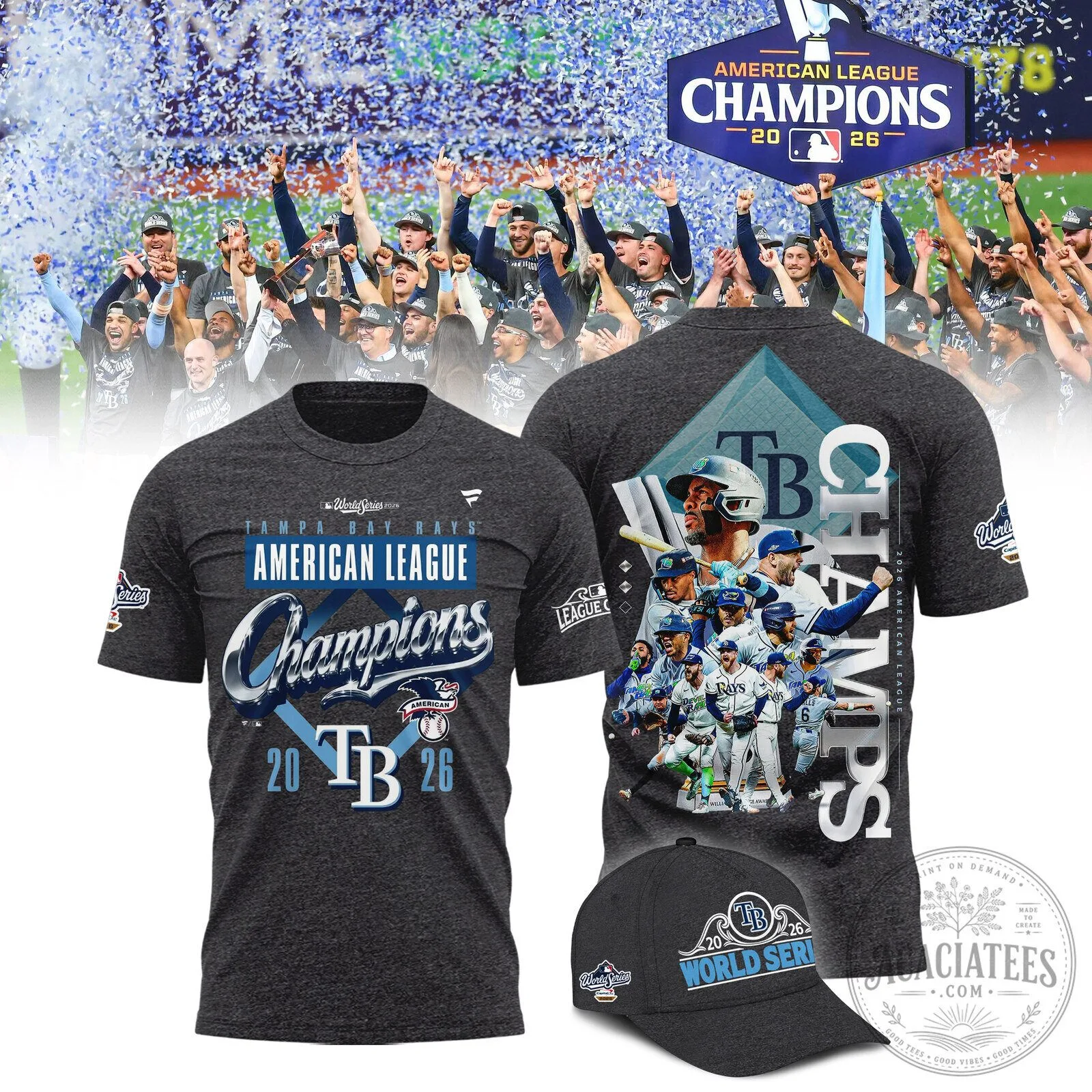 Tampa Bay Rays American League Champions 2026 Celebration T-Shirt