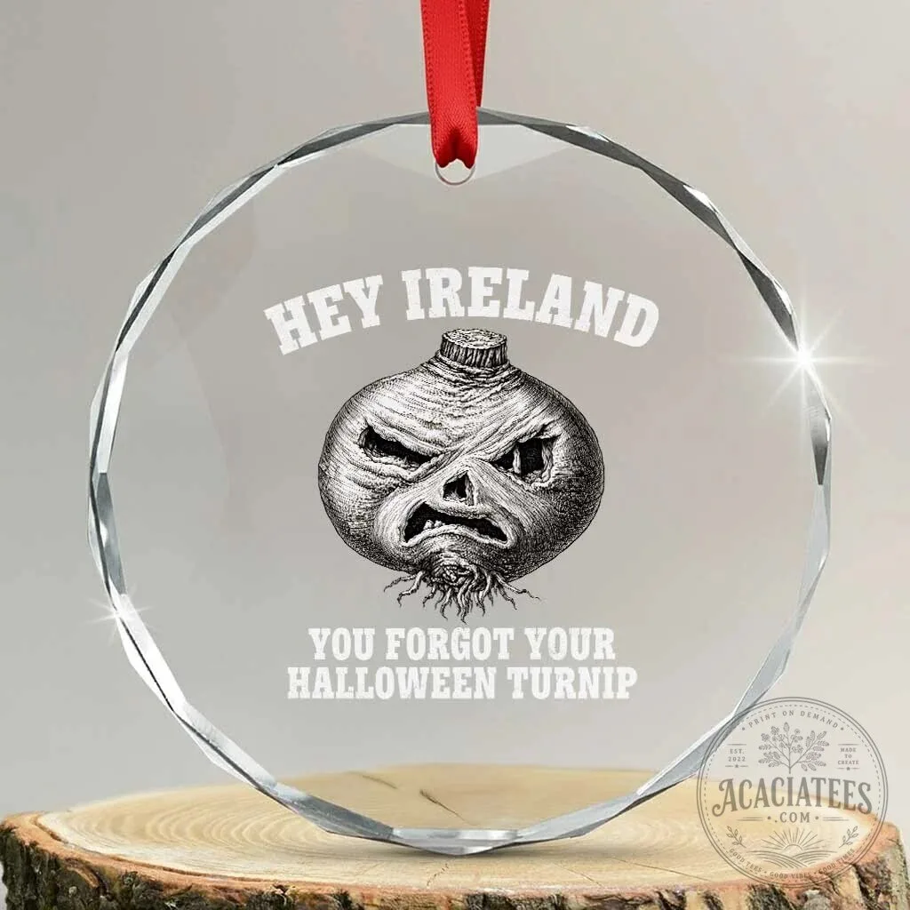 Funny Halloween Turnip Crystal Glass Ornament Spooky Ireland Holiday Decor