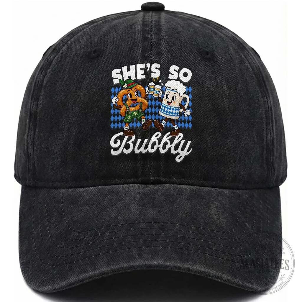 She's So Bubbly Foamy Beer Mug Oktoberfest Washed Cotton Baseball Cap