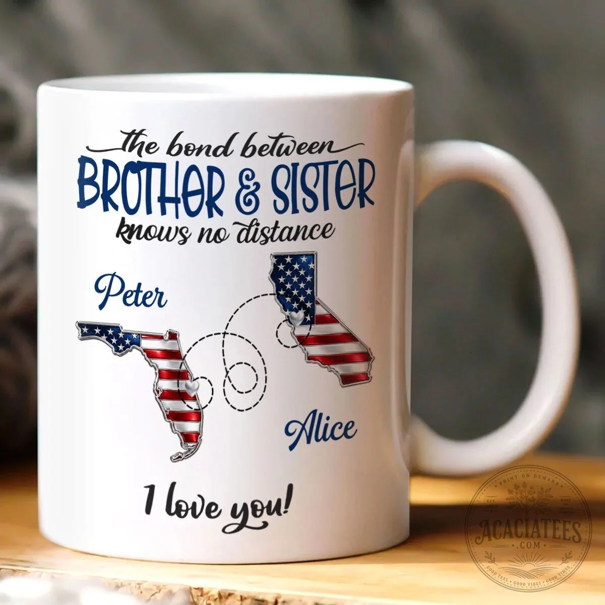 Personalized Brother and Sister Long Distance Relationship Coffee Mug