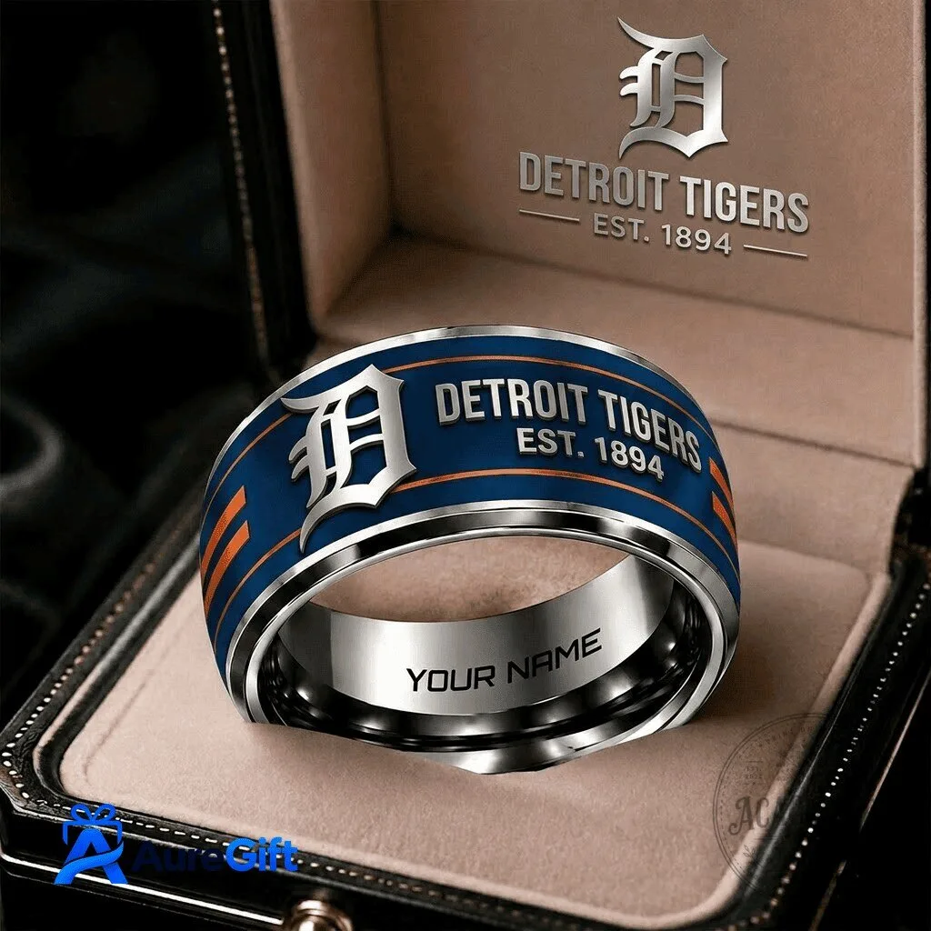 Detroit Tigers MLB Personalized Baseball Team Logo Ring