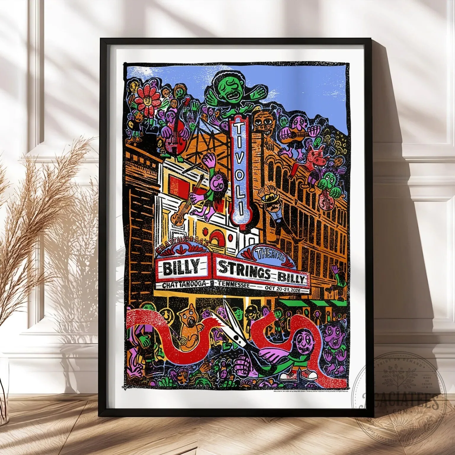 Billy Strings Chattanooga Tennessee Tivoli Theatre October 2026 Concert Poster Wall Art