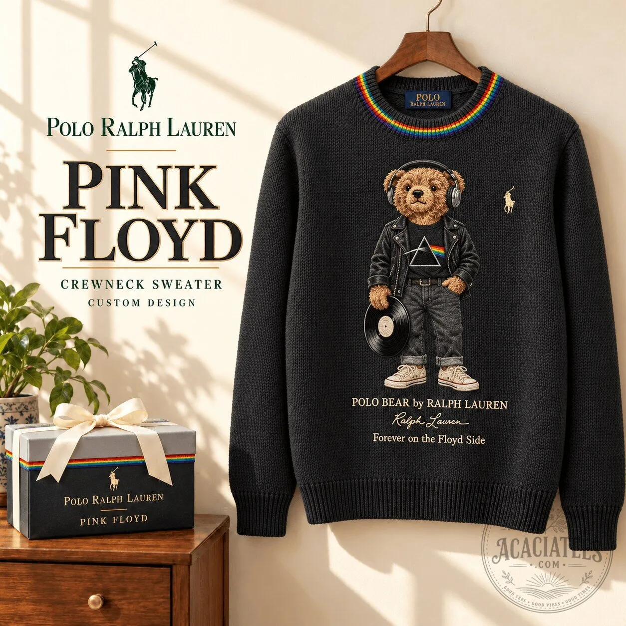 Pink Floyd Polo Bear Dark Side of the Moon Crewneck Sweater