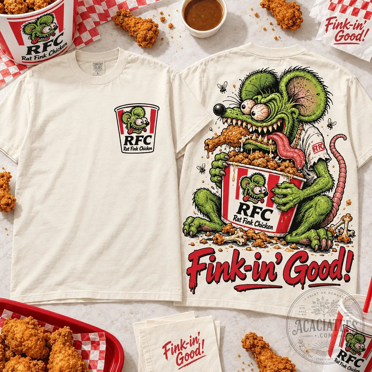 Rat Fink Fink-in' Good Chicken Graphic T-Shirt