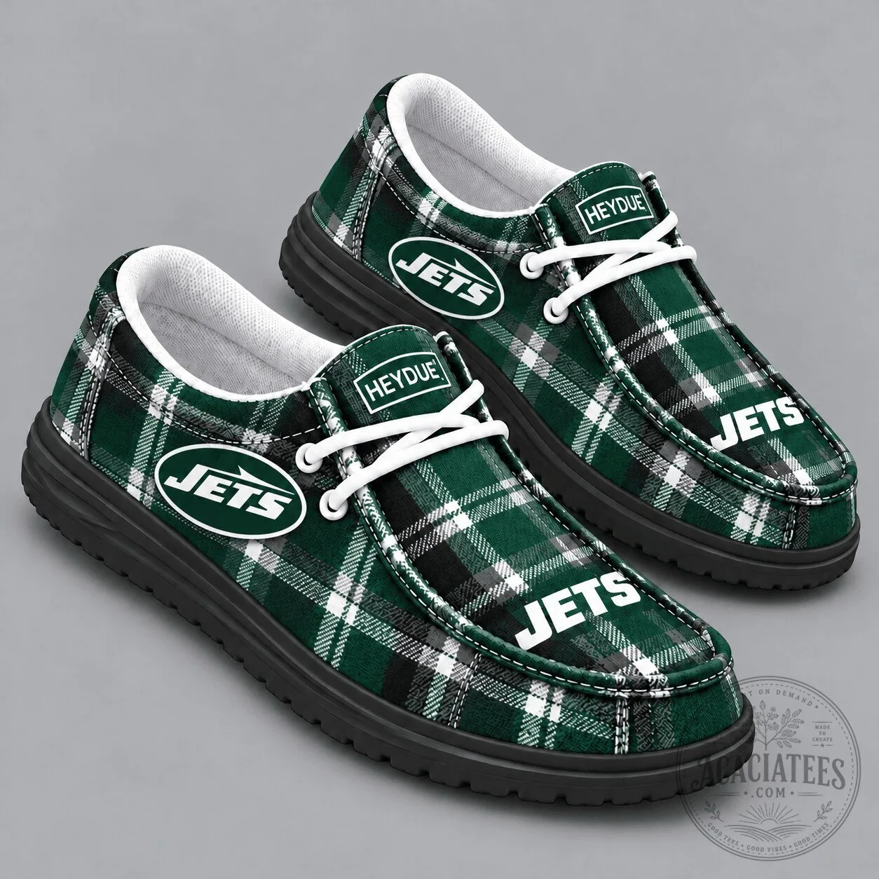 New York Jets Plaid Checkered Pattern Casual Loafers Shoes for Men and Women