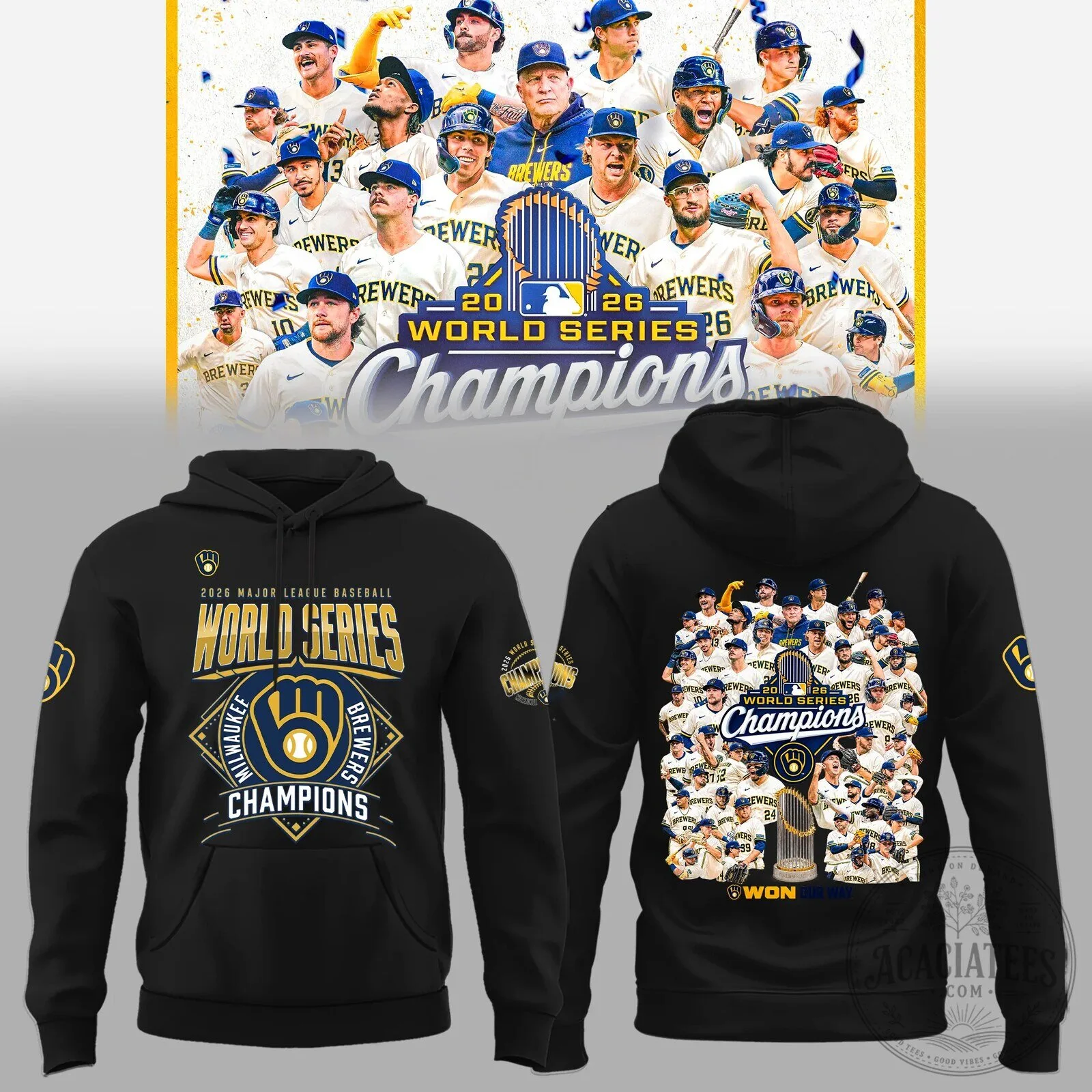 Milwaukee Brewers 2026 World Series Champions Baseball Black Hoodie
