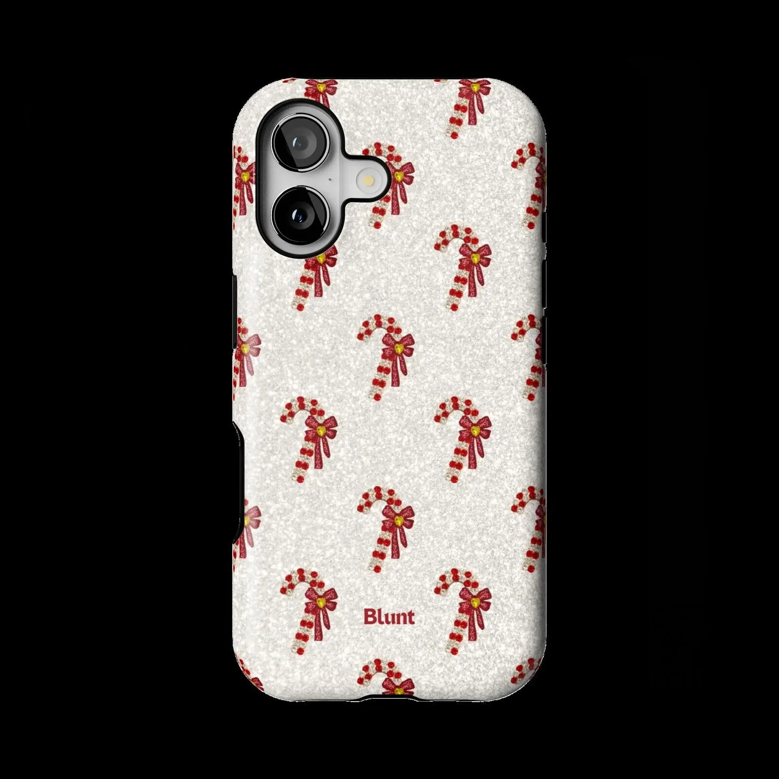 Christmas Candy Cane Pattern White Glitter Phone Case 1 Christmas Candy Cane Pattern White Glitter Phone Case