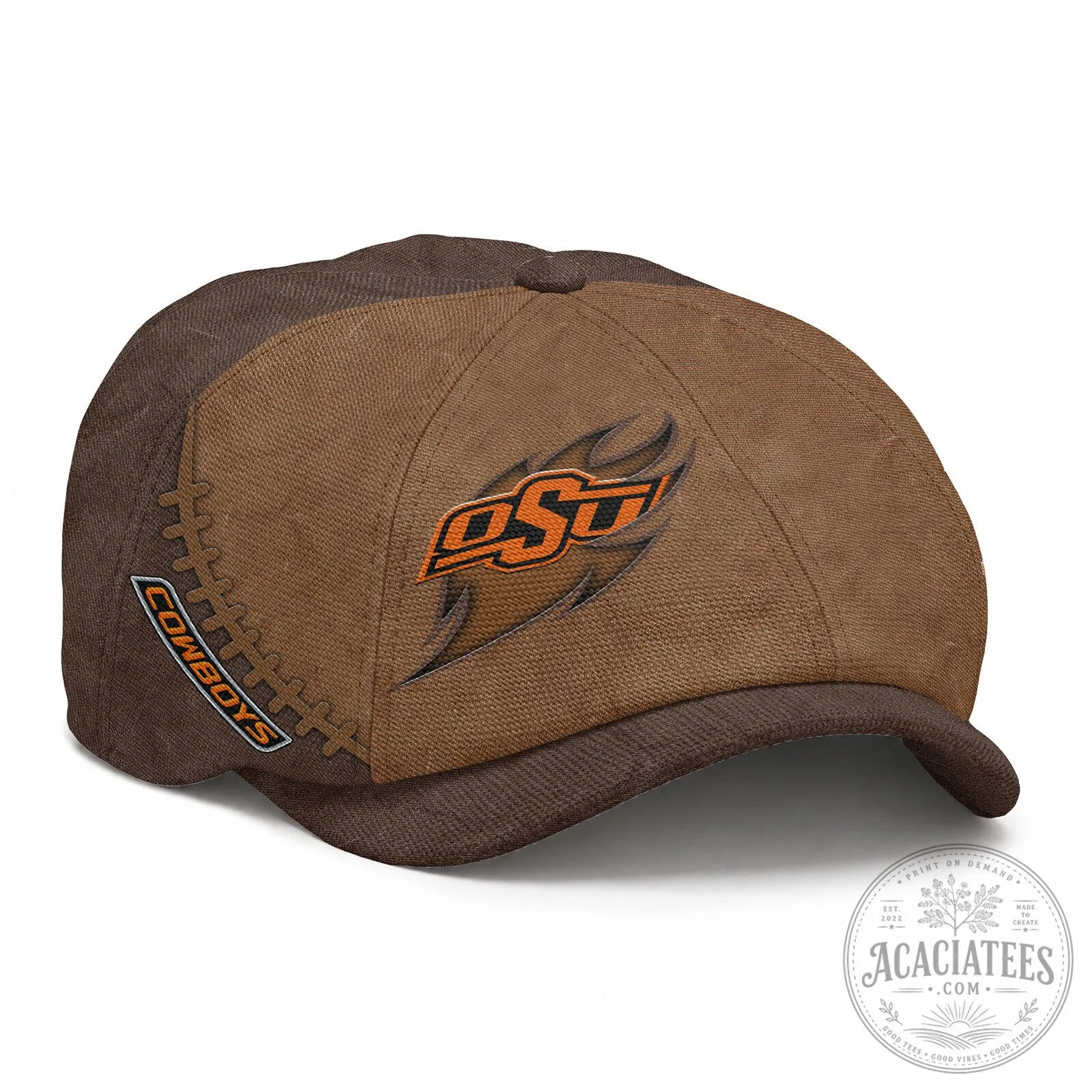 Oklahoma State Cowboys NCAA Embroidered Brown Bakerboy Cap Hat